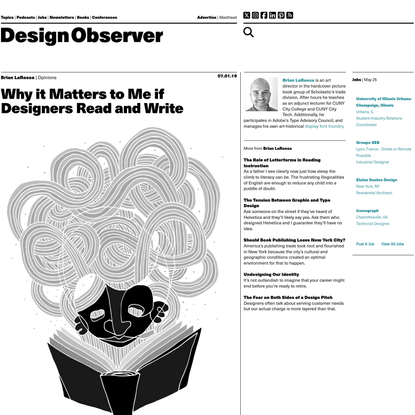 Why it Matters to Me if Designers Read and Write