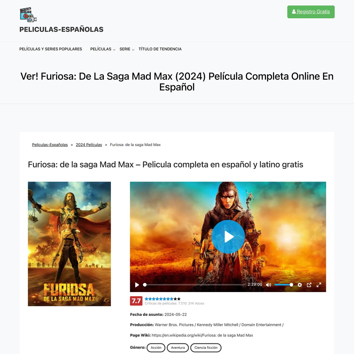 MIRA Furiosa: de la saga Mad Max Película Completa en Español y Latino |  Are.na