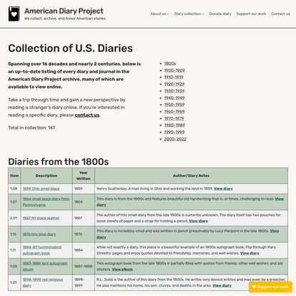 Collection of U.S. diaries