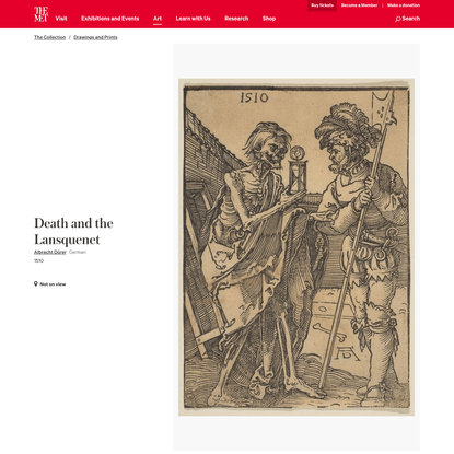 Albrecht Dürer | Death and the Lansquenet | The Metropolitan Museum of Art