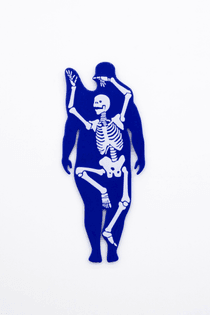 GABRIEL RICO, I TAKE COMFORT IN YOUR IGNORANCE (THE GREATEST OBSTACLE OF ALL) BLUE WHITE, 2023  Fused colored glass 120 x 50 x 5 cm | 47 1/4 x 19 11/16 x 1 15/16 inch Edition of 3 + 2 AP