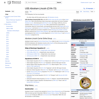 USS Abraham Lincoln (CVN-72) - Wikipedia
