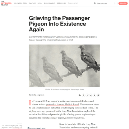 Grieving the Passenger Pigeon Into Existence Again