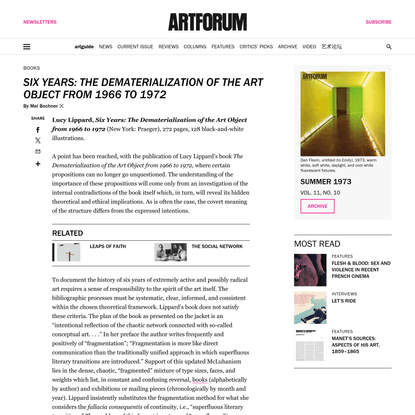 SIX YEARS: THE DEMATERIALIZATION OF THE ART OBJECT FROM 1966 TO 1972