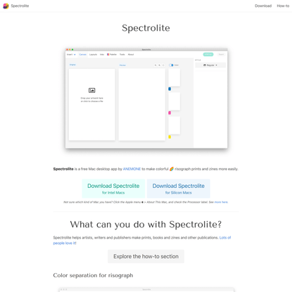 Spectrolite - Risograph color separation - PDF booklet imposition - free Mac app