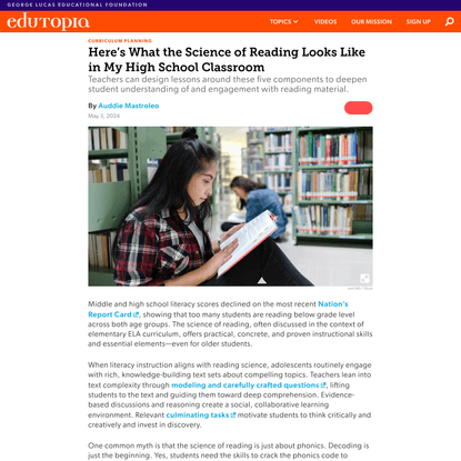 The Science of Reading in High School | Edutopia