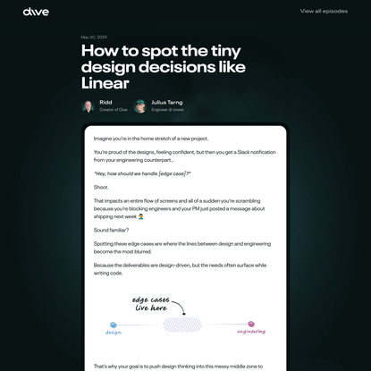 🤿 Dive — How to spot the tiny design decisions like Linear