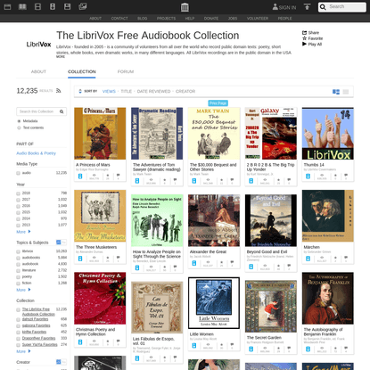 The LibriVox Free Audiobook Collection : Free Audio : Free Download, Borrow and Streaming : Internet Archive