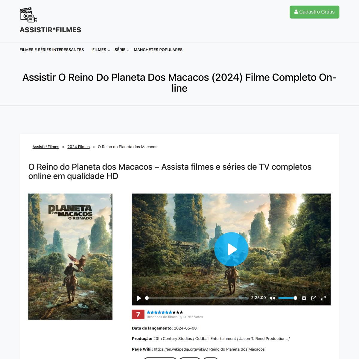 Assistir! O Reino Do Planeta Dos Macacos Filme Completo Online | Are.na