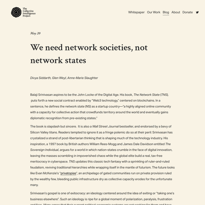 We need network societies, not network states — The Collective Intelligence Project