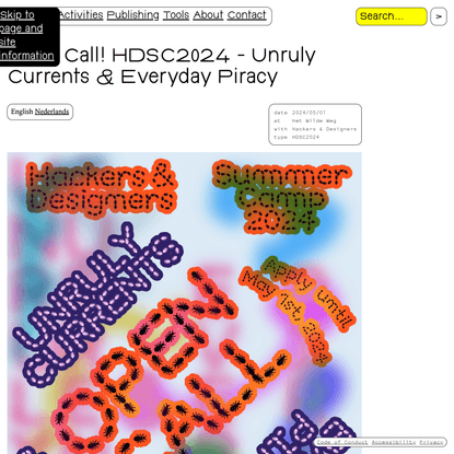 Open Call! HDSC2024 - Unruly Currents & Everyday Piracy • H&D