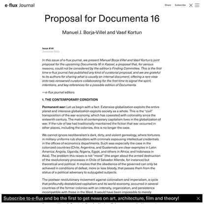 Proposal for Documenta 16 - Journal #141