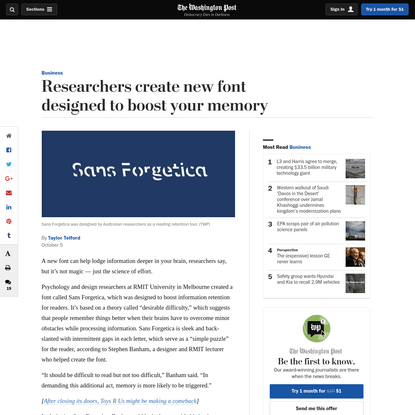 Introducing Sans Forgetica, the font designed to boost your memory - The Washington Post