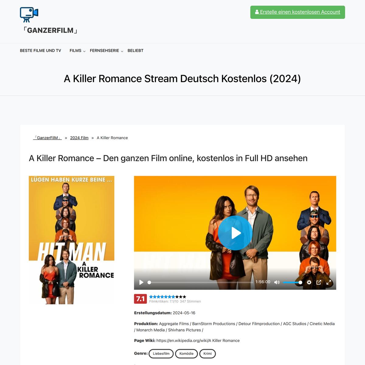 Stream*Film A Killer Romance deutsch kostenlos | Are.na