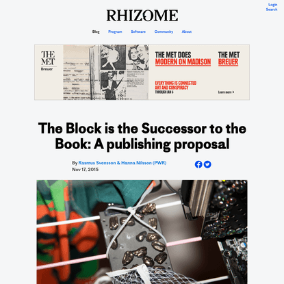 The Block is the Successor to the Book: A publishing proposal