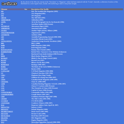Textfiles: A collection of stories or files distributed on a semi-regular basis