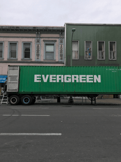 Green shipping container