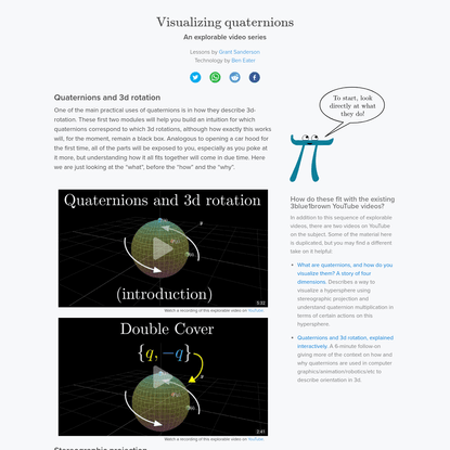 Visualizing quaternions, an explorable video series