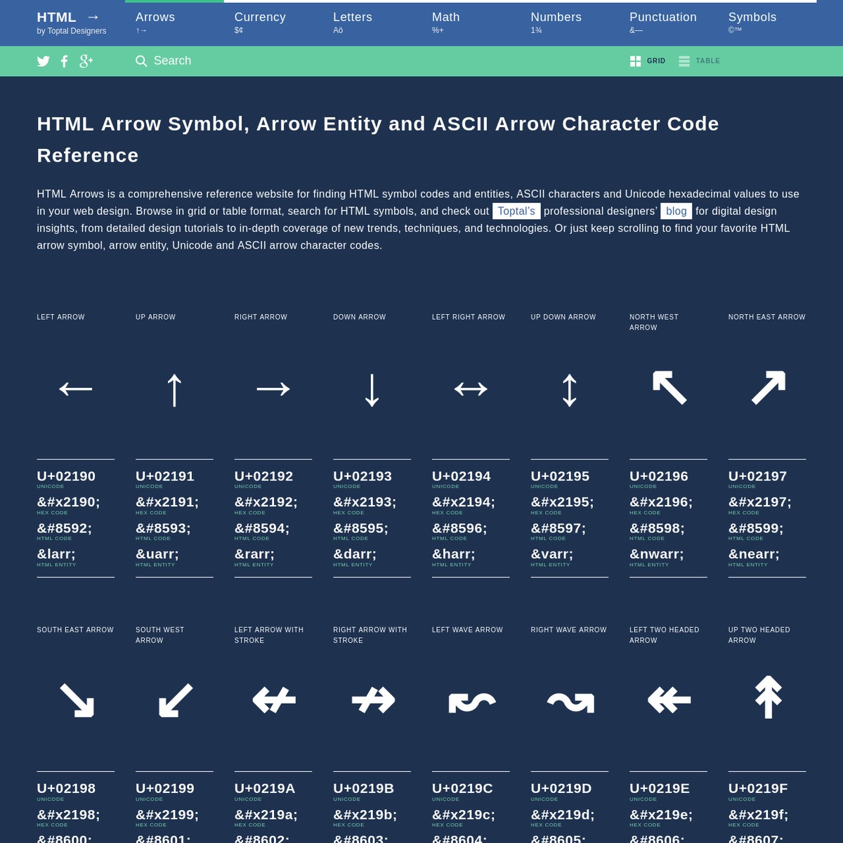 html-arrow-symbols-entities-and-codes-toptal-designers-are-na