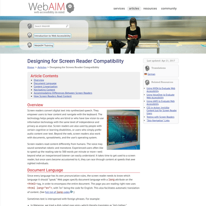 WebAIM: Designing for Screen Reader Compatibility