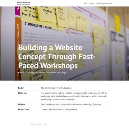 Building a Website Concept Through Fast-Paced Workshops