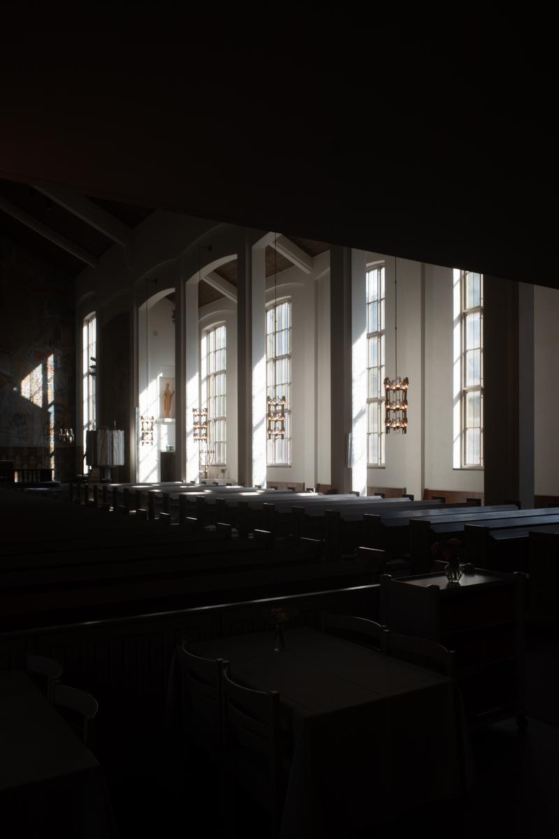 Right aisle across the pews