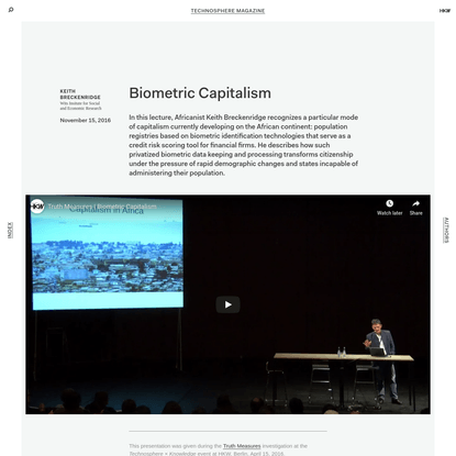 Technosphere Magazine: Biometric Capitalism