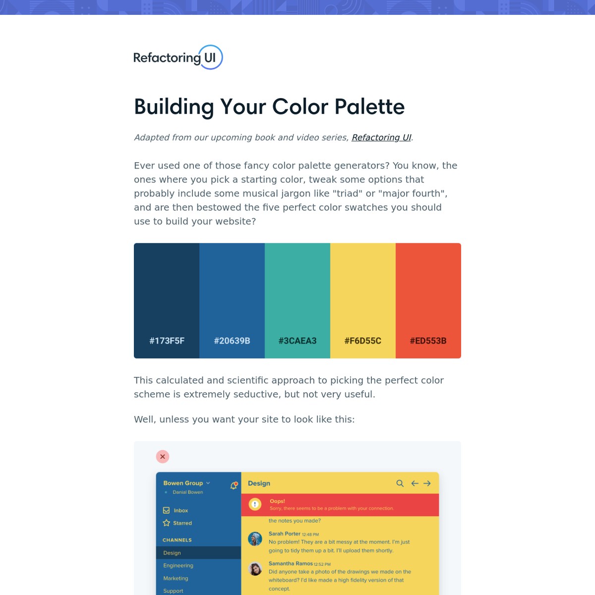 Building Your Color Palette - Refactoring UI