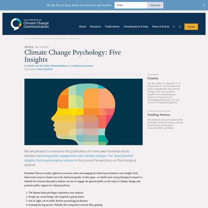 Climate Change Psychology: Five Insights - Yale Program on Climate Change Communication