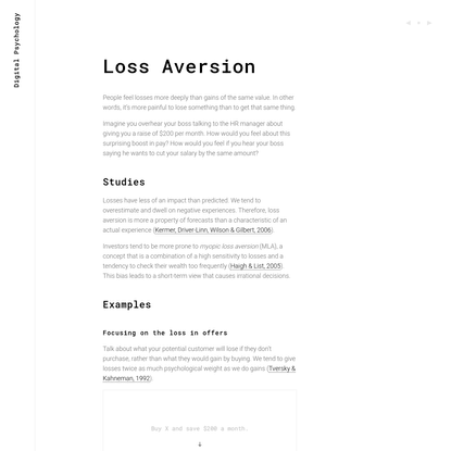 Loss Aversion " Digital Psychology