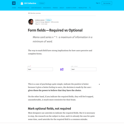 Form fields - Required vs Optional - UX Collective