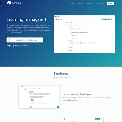 Schema: Organise, Share and Learn