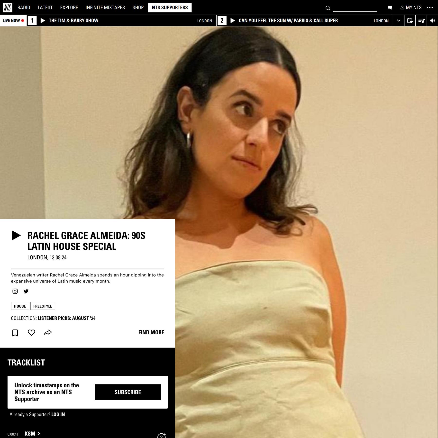 Rachel Grace Almeida: 90s Latin House Special 13th August 2024 | Listen on NTS
