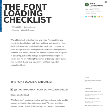 The Font Loading Checklist-zachleat.com