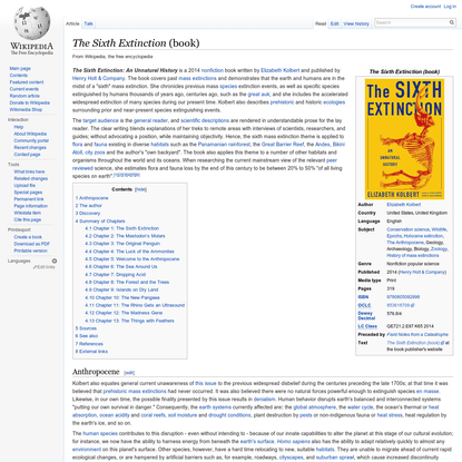 The Sixth Extinction (book) - Wikipedia, the free encyclopedia