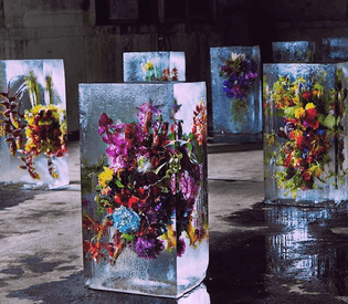 Frozen floral arrangements by @azumamakoto for @driesvannoten
