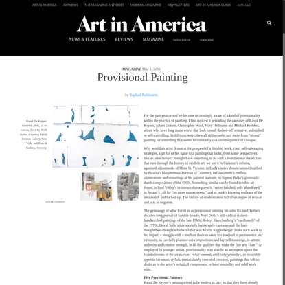 Provisional Painting - Art in America