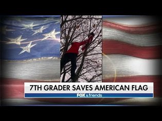 Patriotic 7th Grader Climbs Tree to Save American Flag
