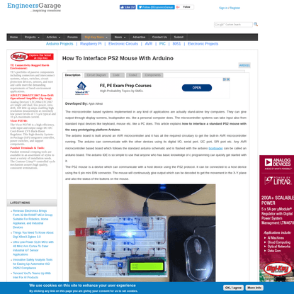 Arduino PS2 Mouse Interfacing Project with Circuit Diagram