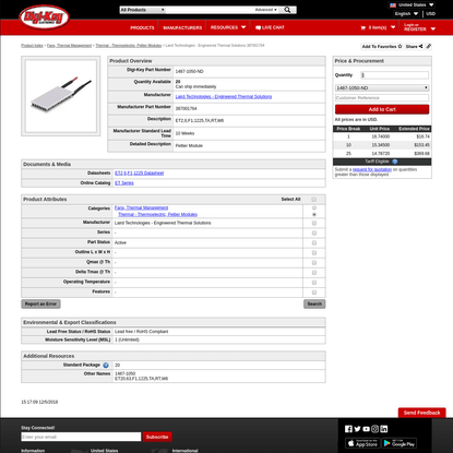 387001764 Laird Technologies - Engineered Thermal Solutions | Fans, Thermal Management | DigiKey