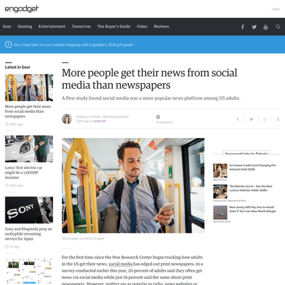 More people get their news from social media than newspapers