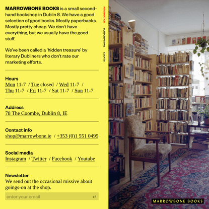 Second-hand fiction and nonfiction · Dublin · Marrowbone Books