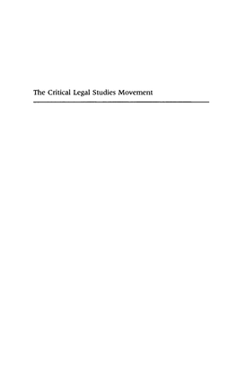 Roberto Unger – The Critical Legal Studies Movement