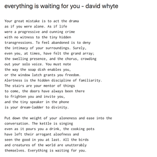 everything is waiting for you - david whyte