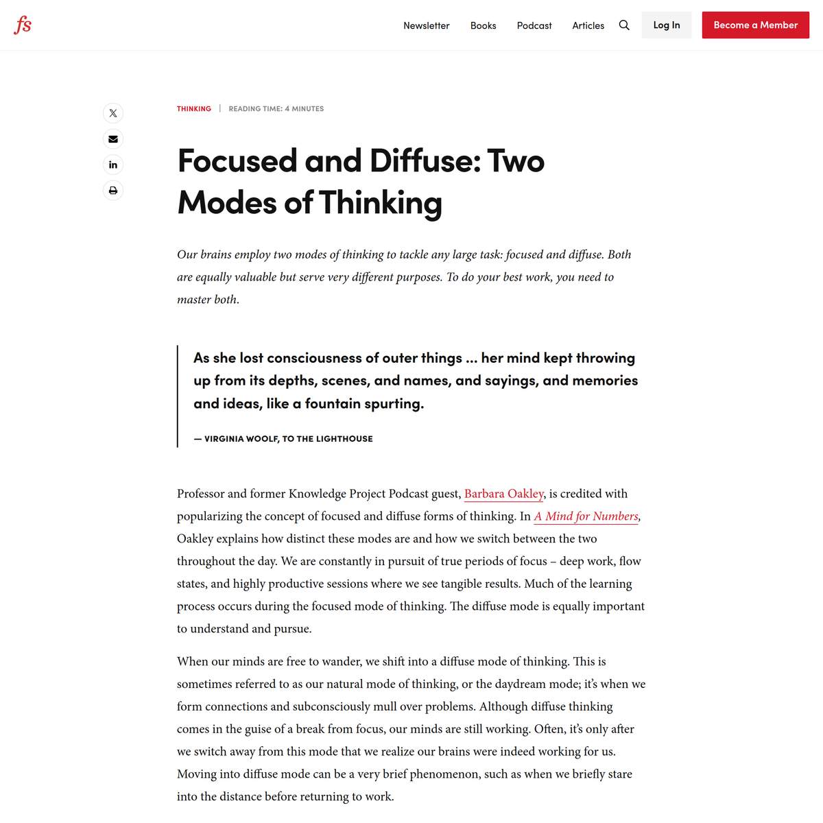 Focused and Diffuse: Two Modes of Thinking