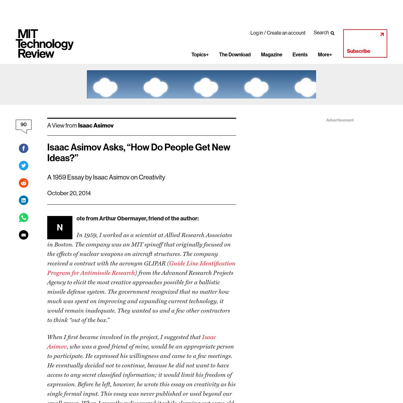 Isaac Asimov Asks, "How Do People Get New Ideas?"