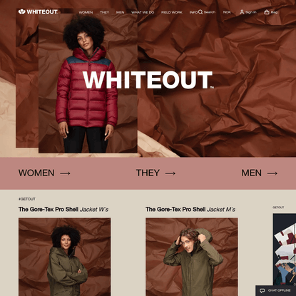 Whiteout outdoor clothing - #GETOUT