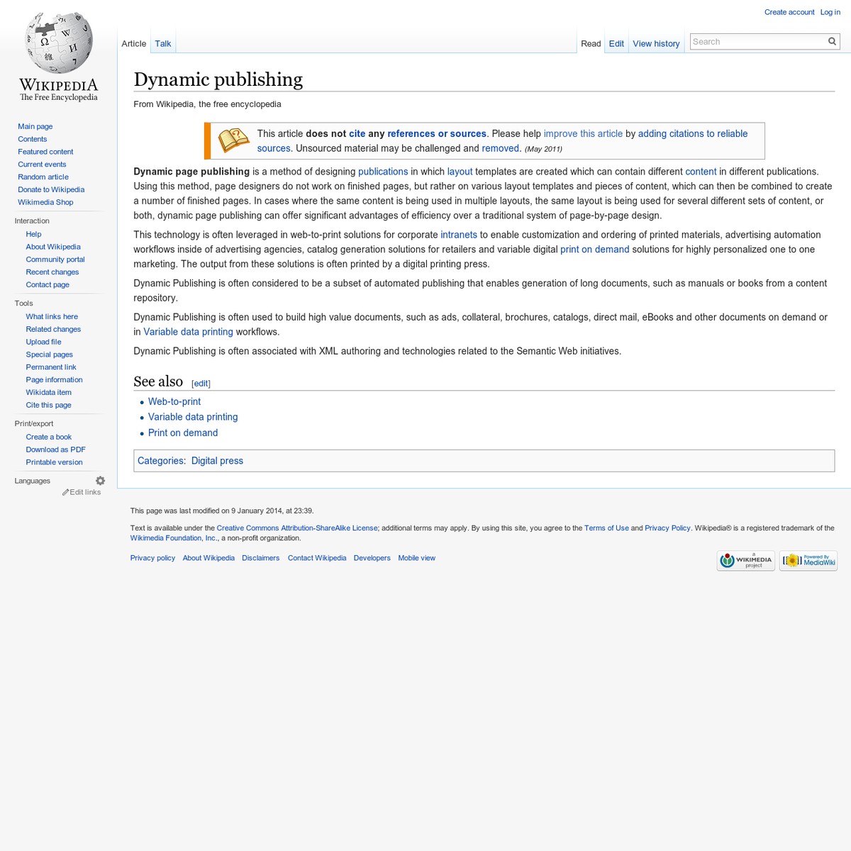 Dynamic publishing - Wikipedia, the free encyclopedia — Are.na