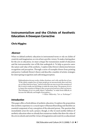 Instrumentalism And The Cliches Of Aesthetic Education
