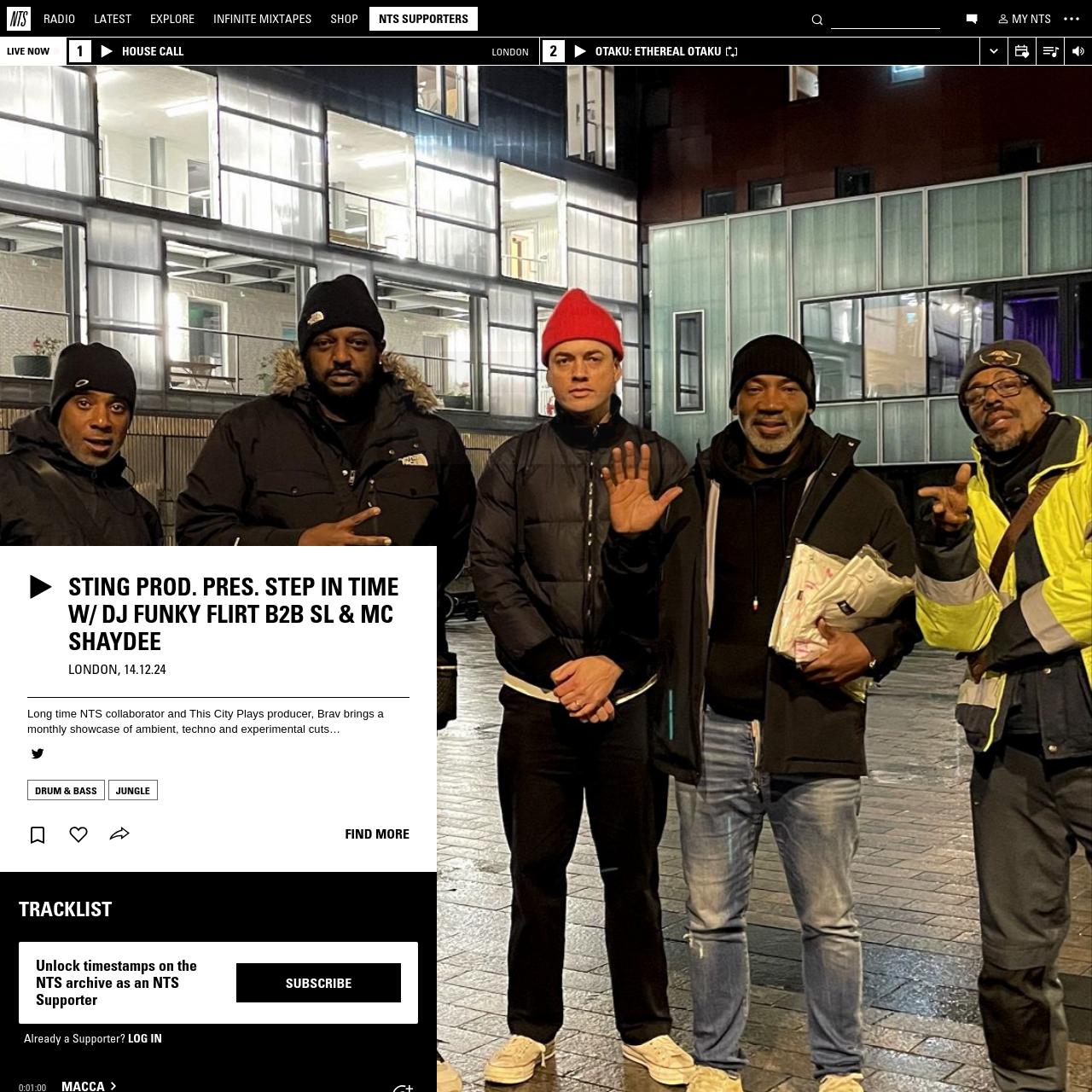 Sting Prod. pres. Step in time w/ DJ Funky Flirt b2b SL & MC Shaydee  14th December 2024 | Listen on NTS